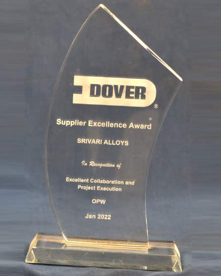 Dover India – 
Supplier Excellence Award In 2022 Excellent  Collaboration and Project Execution

