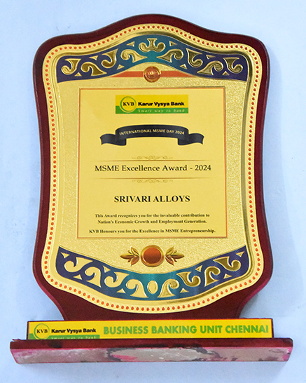 Excellence in MSME ENTREPRENEURSHIPAWARD FOR - 2024 From KVB Business Banking Unit Chennai